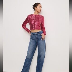 Good American Cluster 
Sequin Crop Cardigan